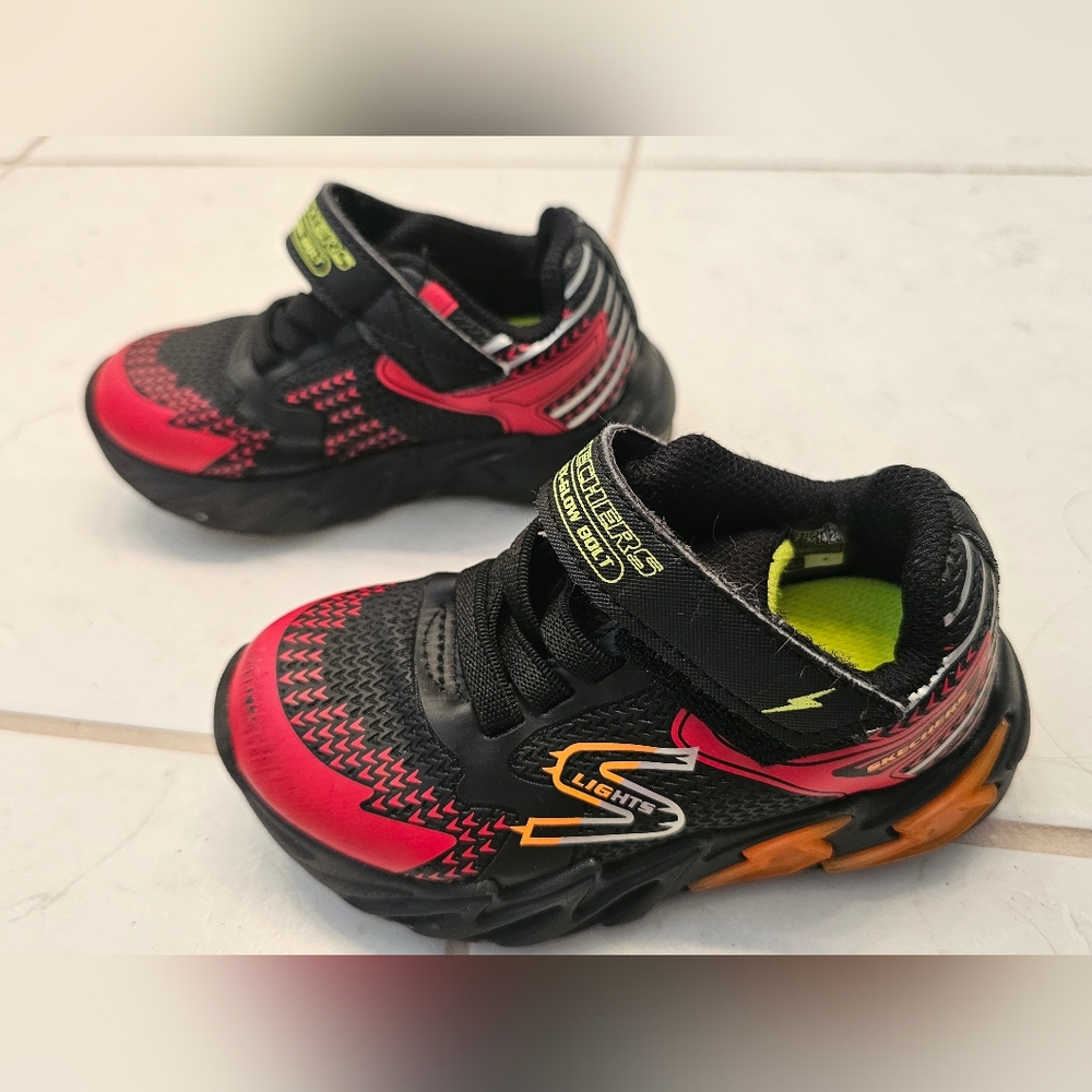 Skechers Kids' Black and Pink Light-Up Sneakers